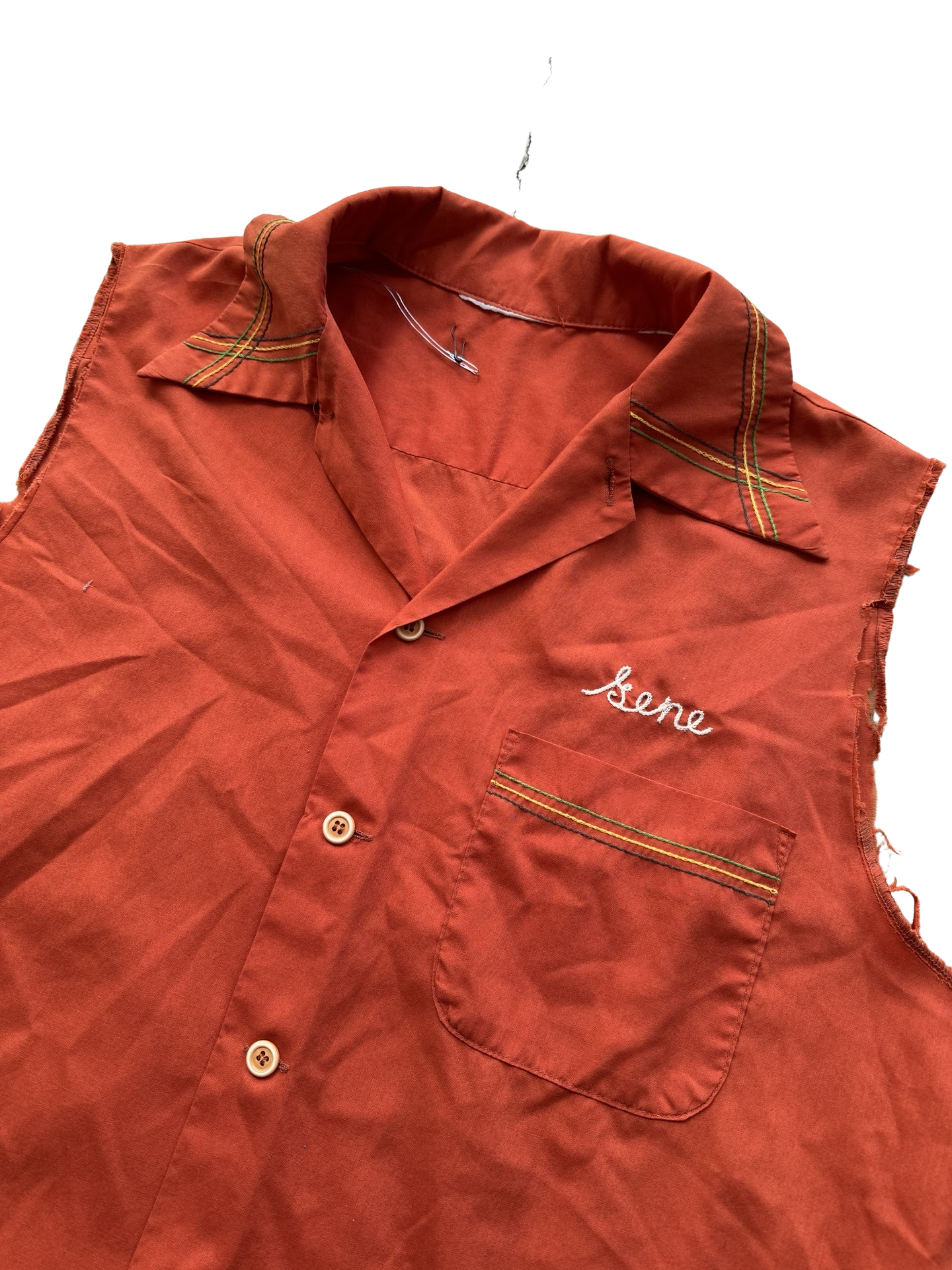 1970s Bowling Cut Off Button up Tee