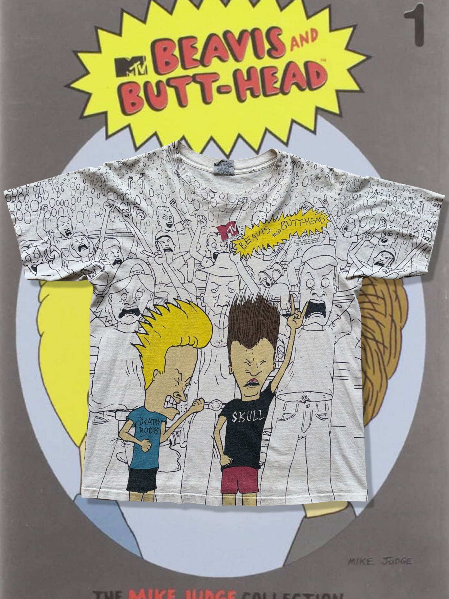 1993 Original MTV Beavis & Butthead All-Over Print Tee