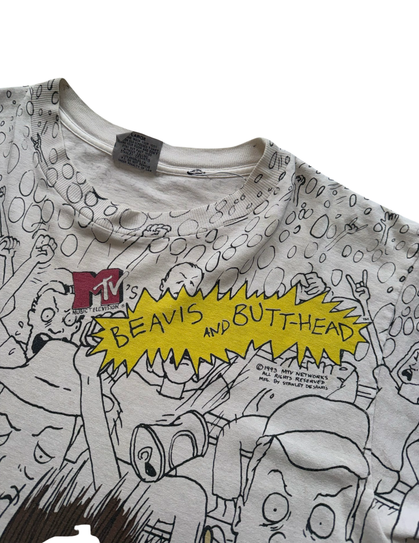 1993 Original MTV Beavis & Butthead All-Over Print Tee