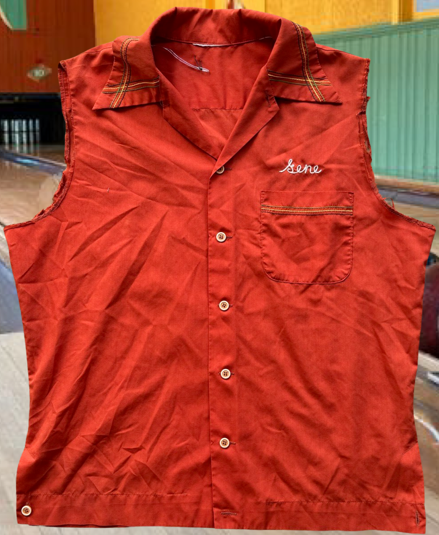 1970s Bowling Cut Off Button up Tee